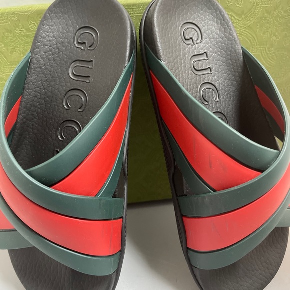 Excellent condition Gucci Mens Slipon 8 (38) Green/Red - Picture 8 of 14